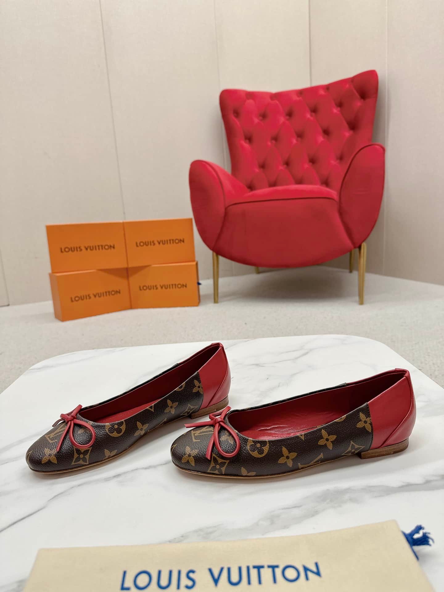 L0vis Vvtt0n Joy Ballerina Flats Monogram Red