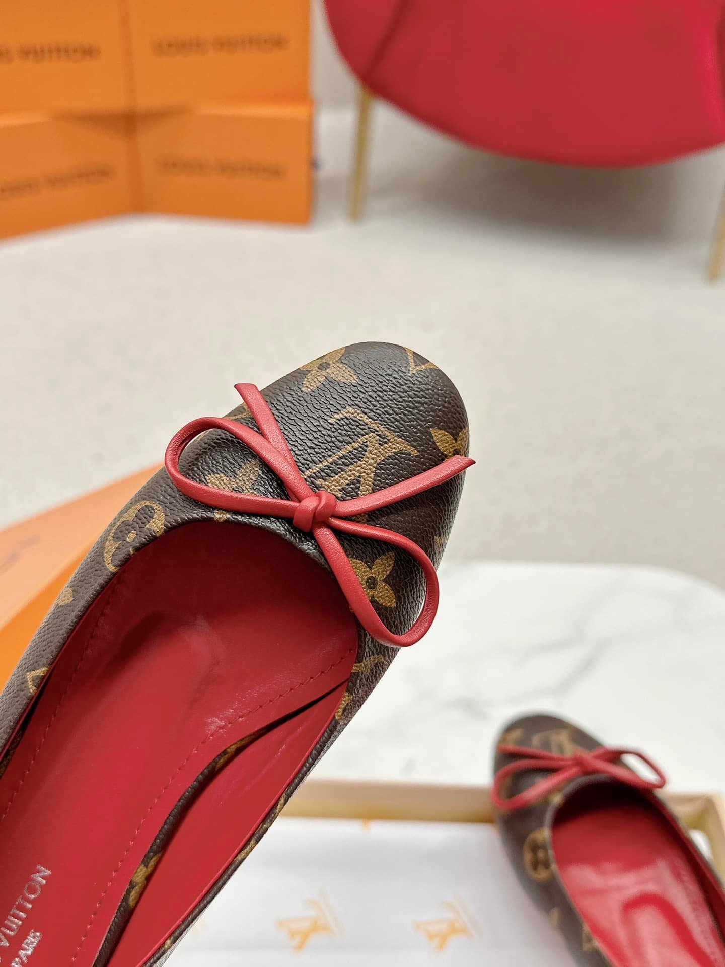 L0vis Vvtt0n Joy Ballerina Flats Monogram Red