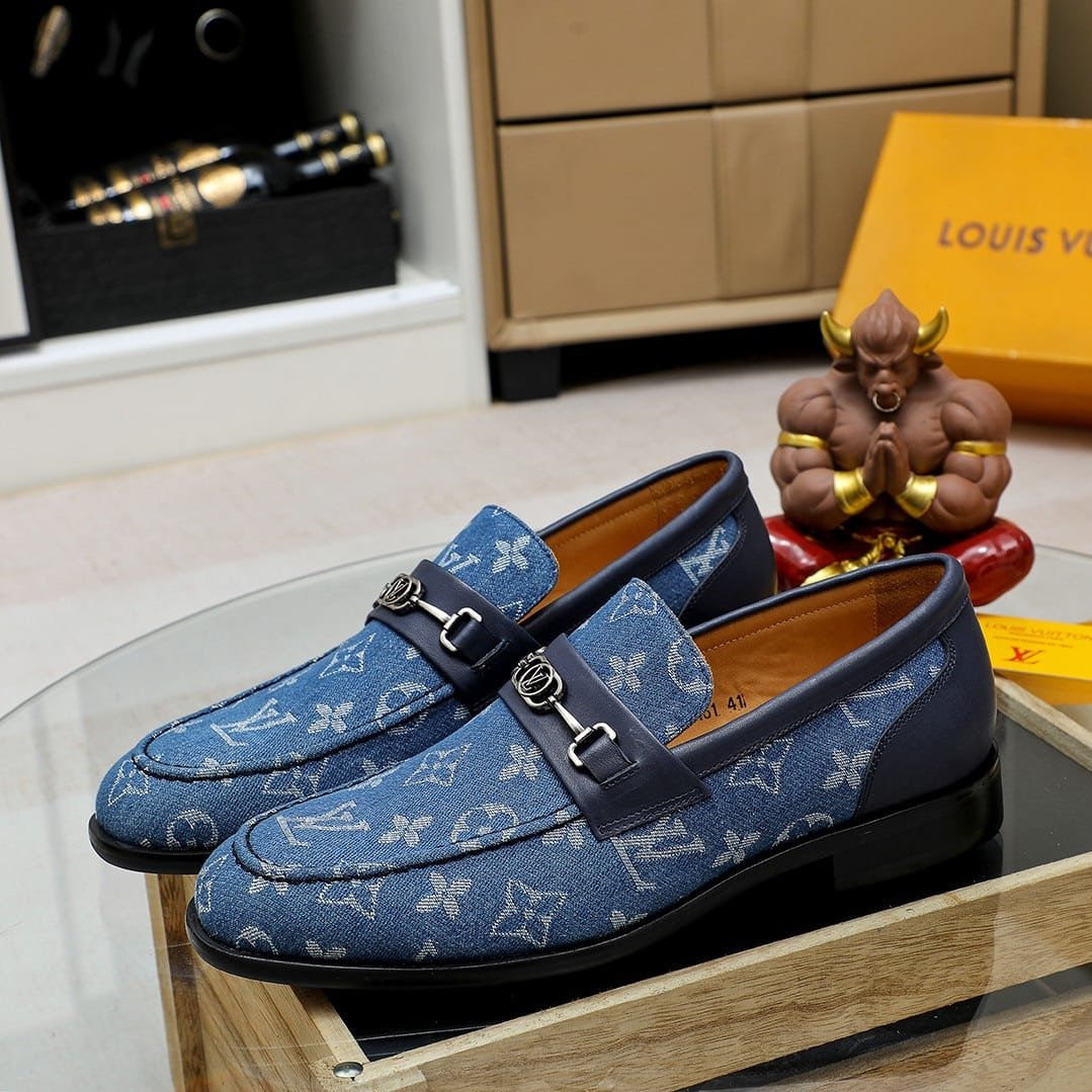 L0vis Vvtt0n Souliers Club Loafers Blue Monogram Denim
