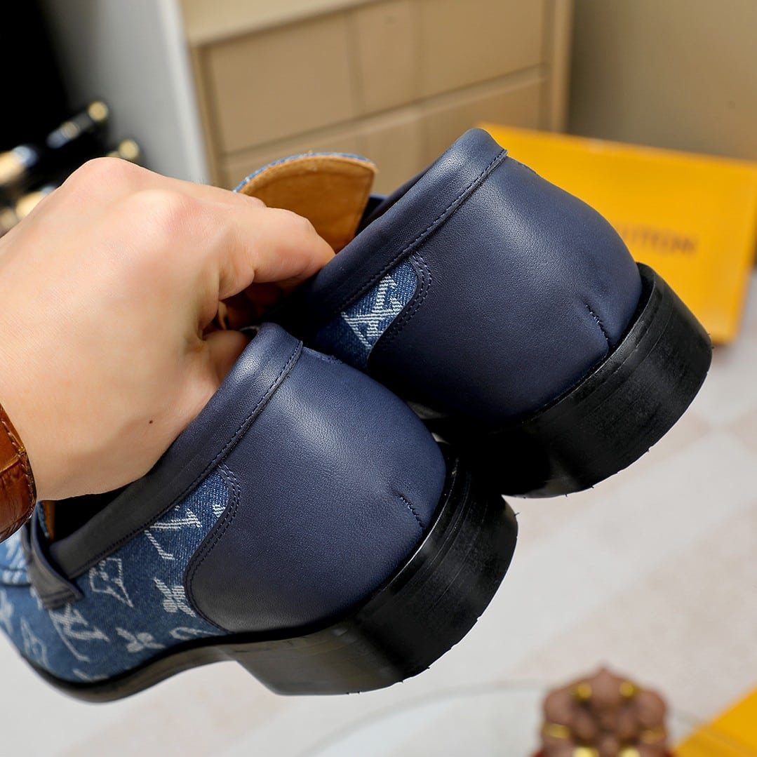 L0vis Vvtt0n Souliers Club Loafers Blue Monogram Denim