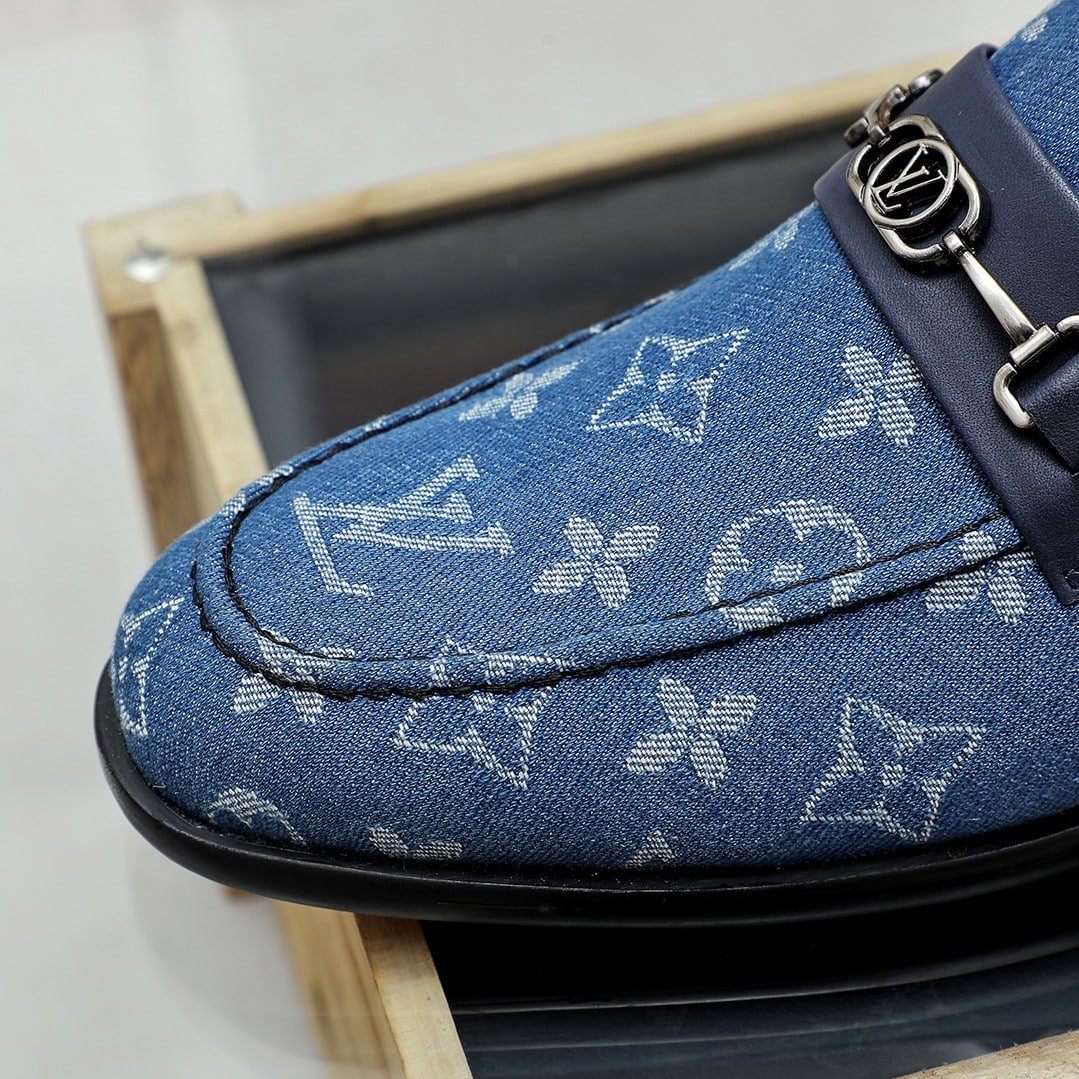 L0vis Vvtt0n Souliers Club Loafers Blue Monogram Denim