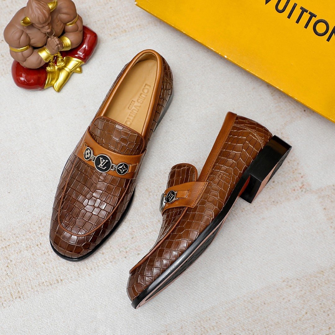L0vis Vvtt0n Souliers Club Loafers Crocodile Brown