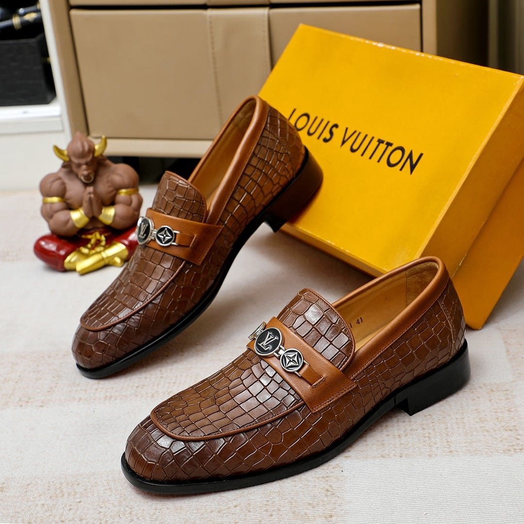 L0vis Vvtt0n Souliers Club Loafers Crocodile Brown