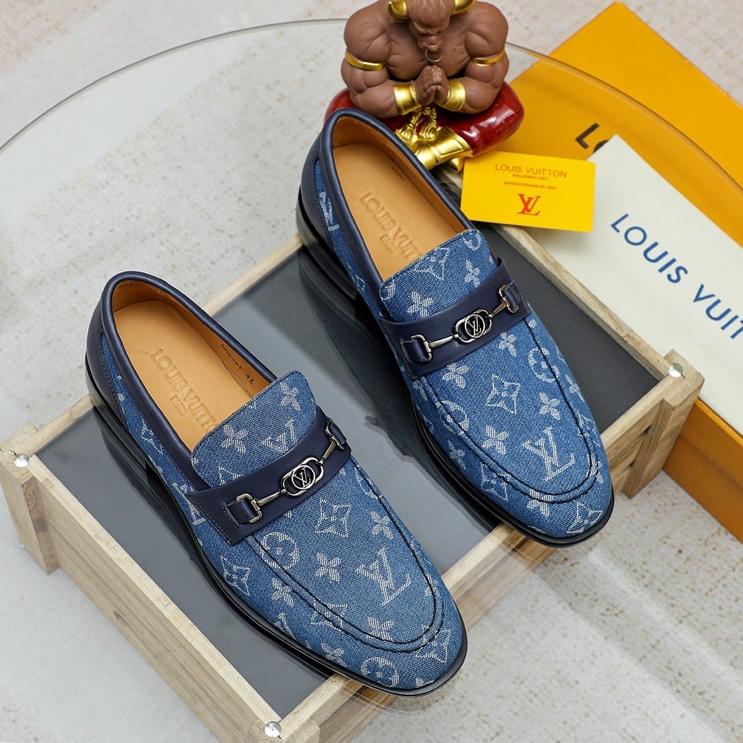 L0vis Vvtt0n Souliers Club Loafers Blue Monogram Denim