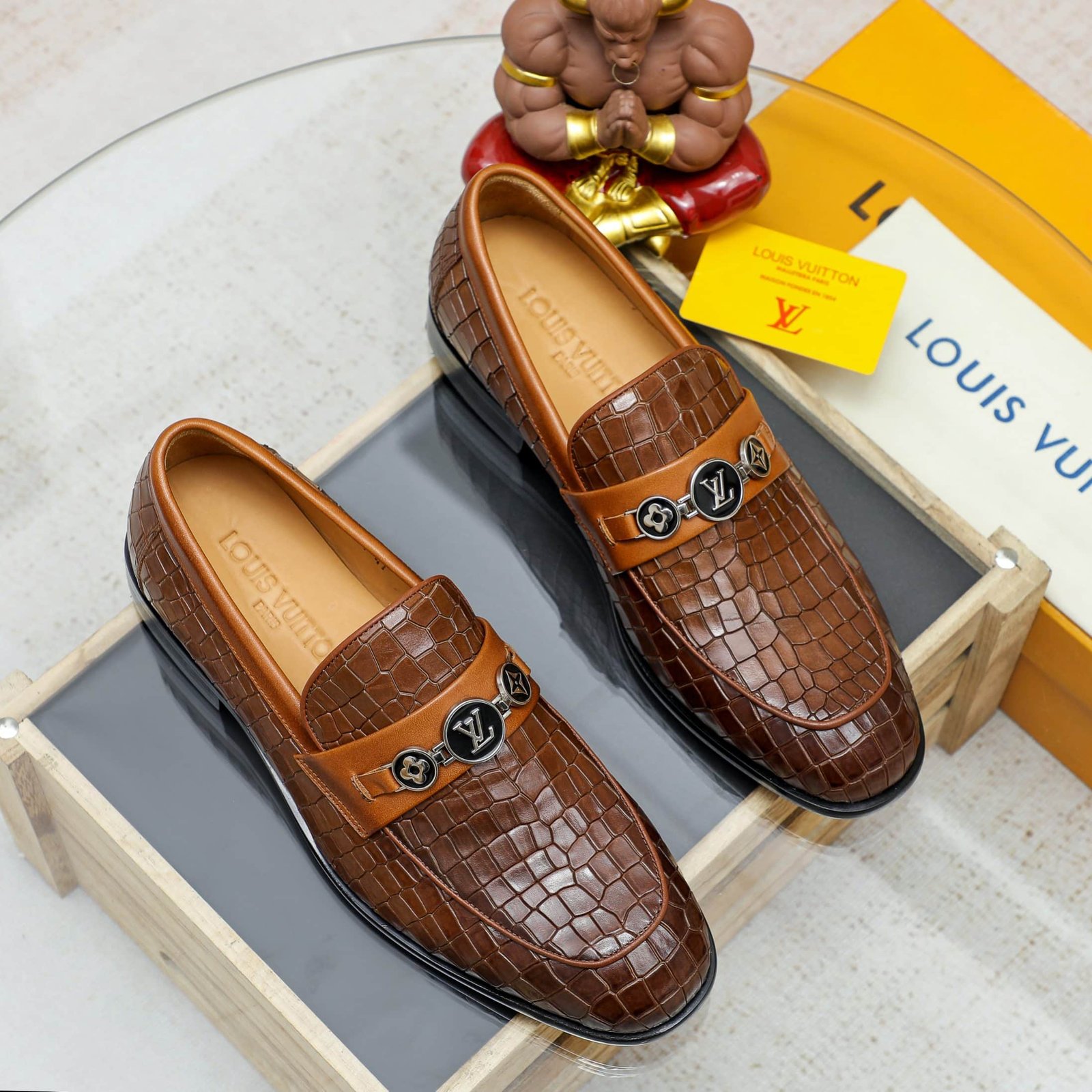 L0vis Vvtt0n Souliers Club Loafers Crocodile Brown