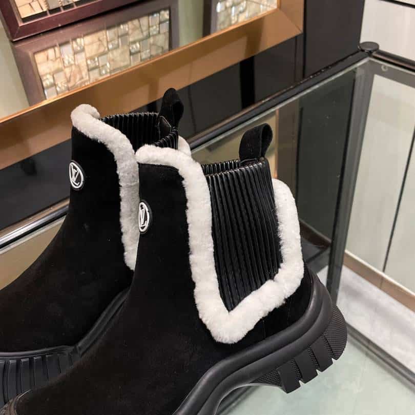 L0vis Vvtt0n Ruby Flat Boots Suede Calfskin And Shearling Black 1Ac7Ac