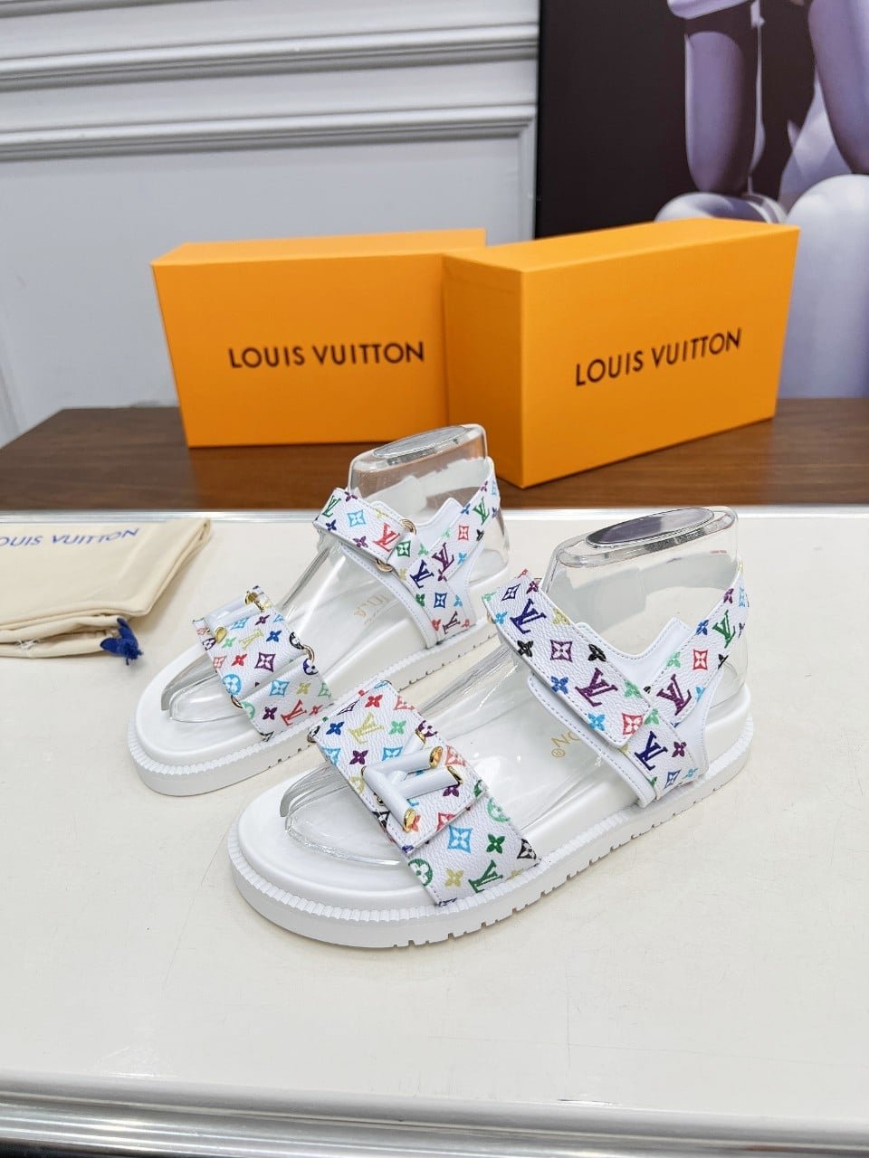 L0vis Vvtt0n X Murakami Lv Sunset Flat Comfort Sandal White 1Agxeq