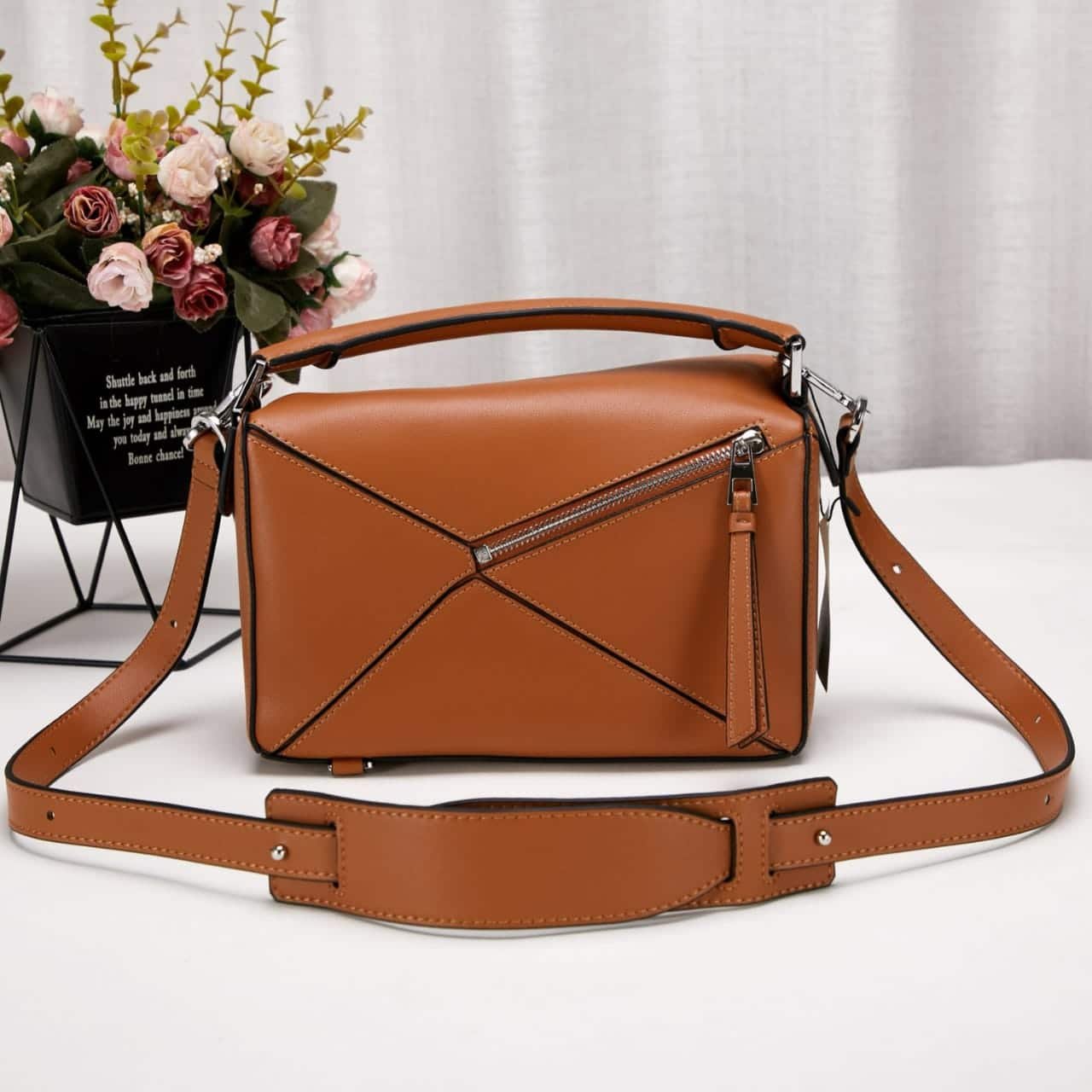L0ew* Puzzle Leather Shoulder Bag 24Cm Tan
