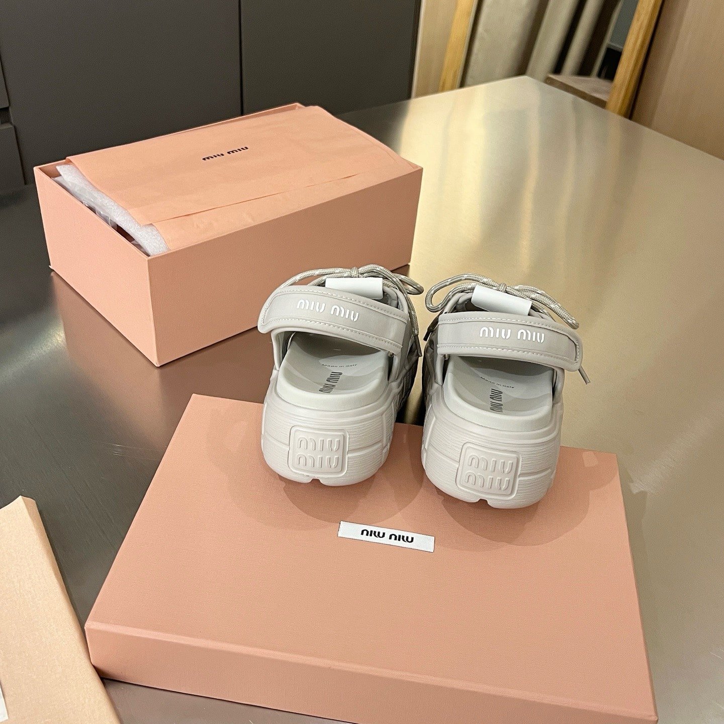 M1um1u Chunky Neoprene Sandals Chalk 5X418E 30K F0354 F 050