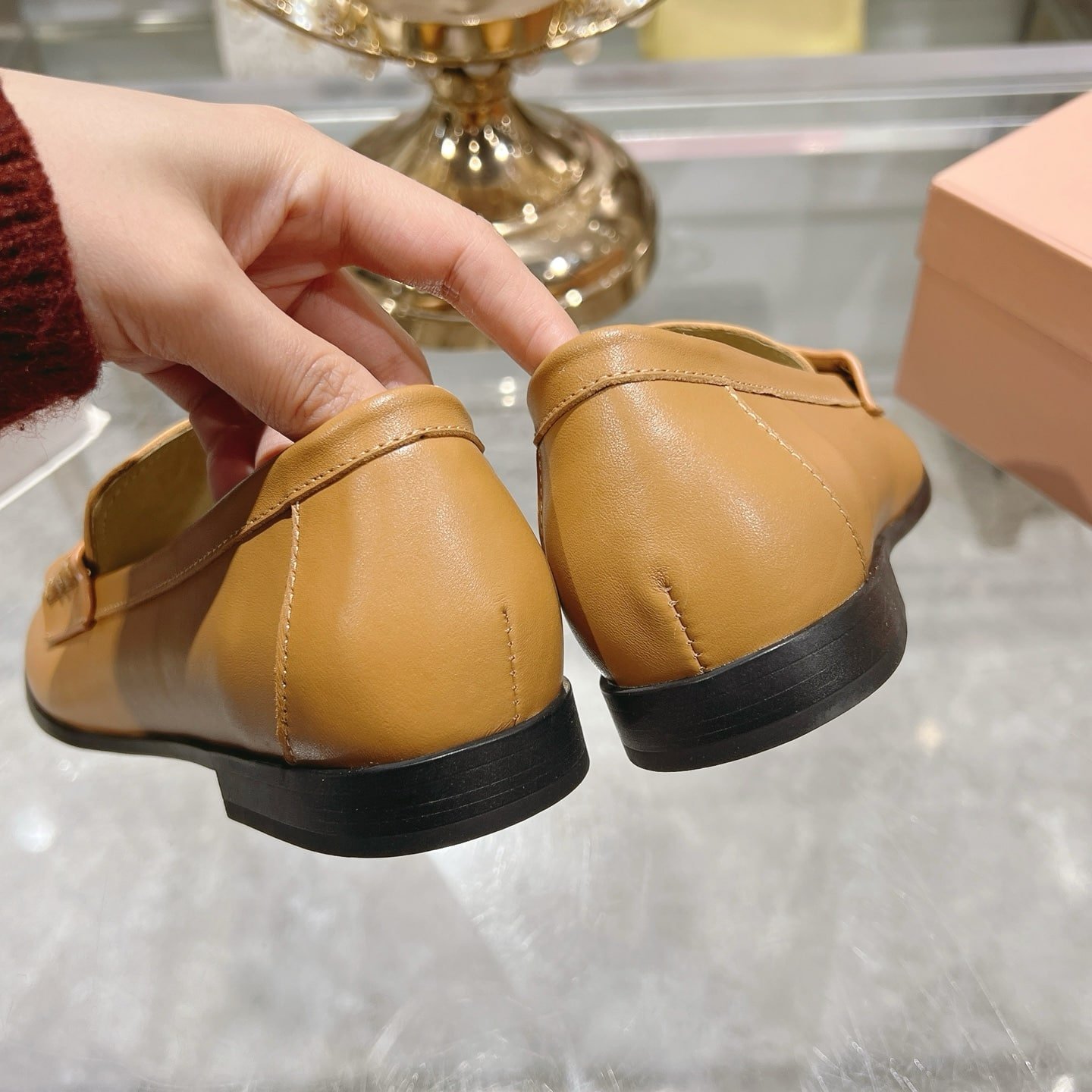 M1um1u Leather Loafers Cognac 5D398E 248 F0046 F 010