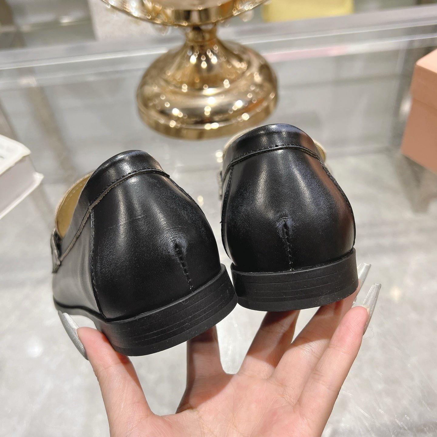 M1um1u Leather Loafers Black 5D398E 248 F0002 F 010