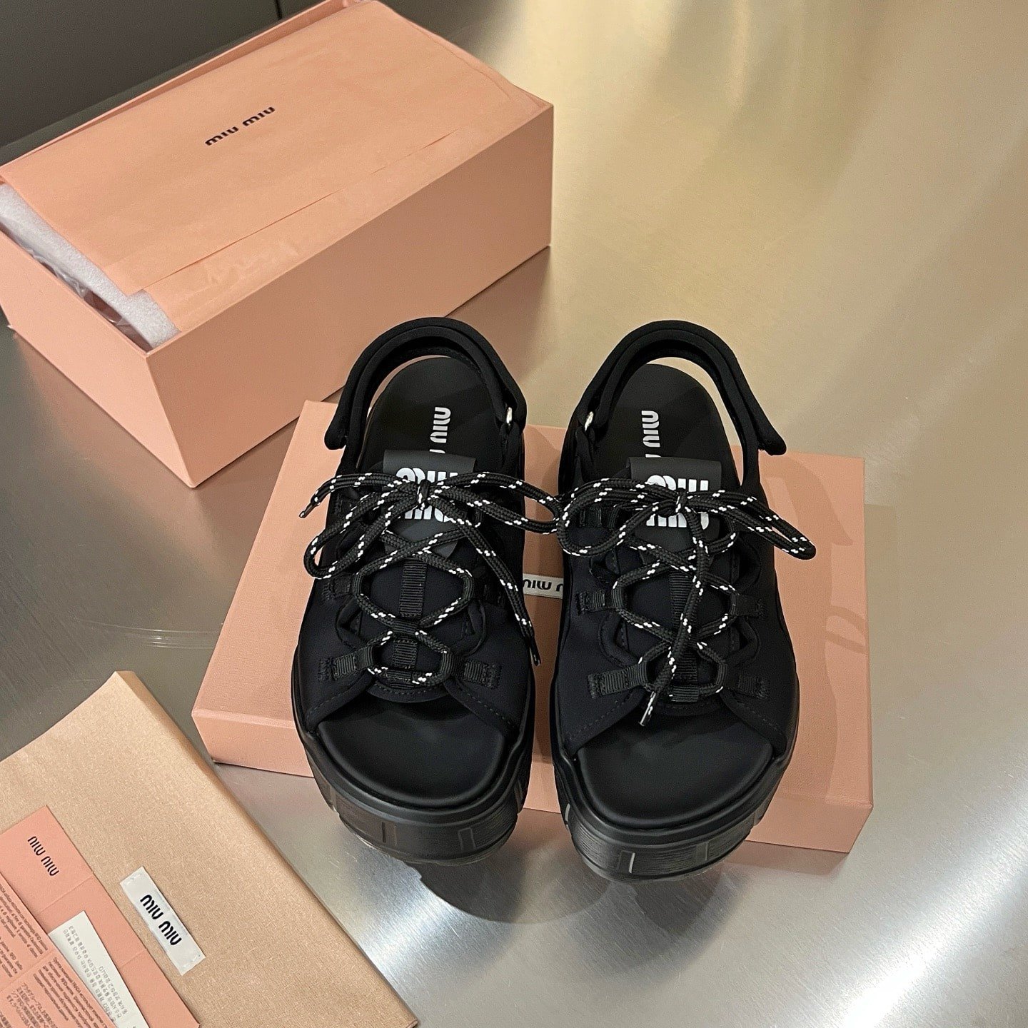 M1um1u Chunky Neoprene Sandals Black 5X418E 30K F0002 F 050