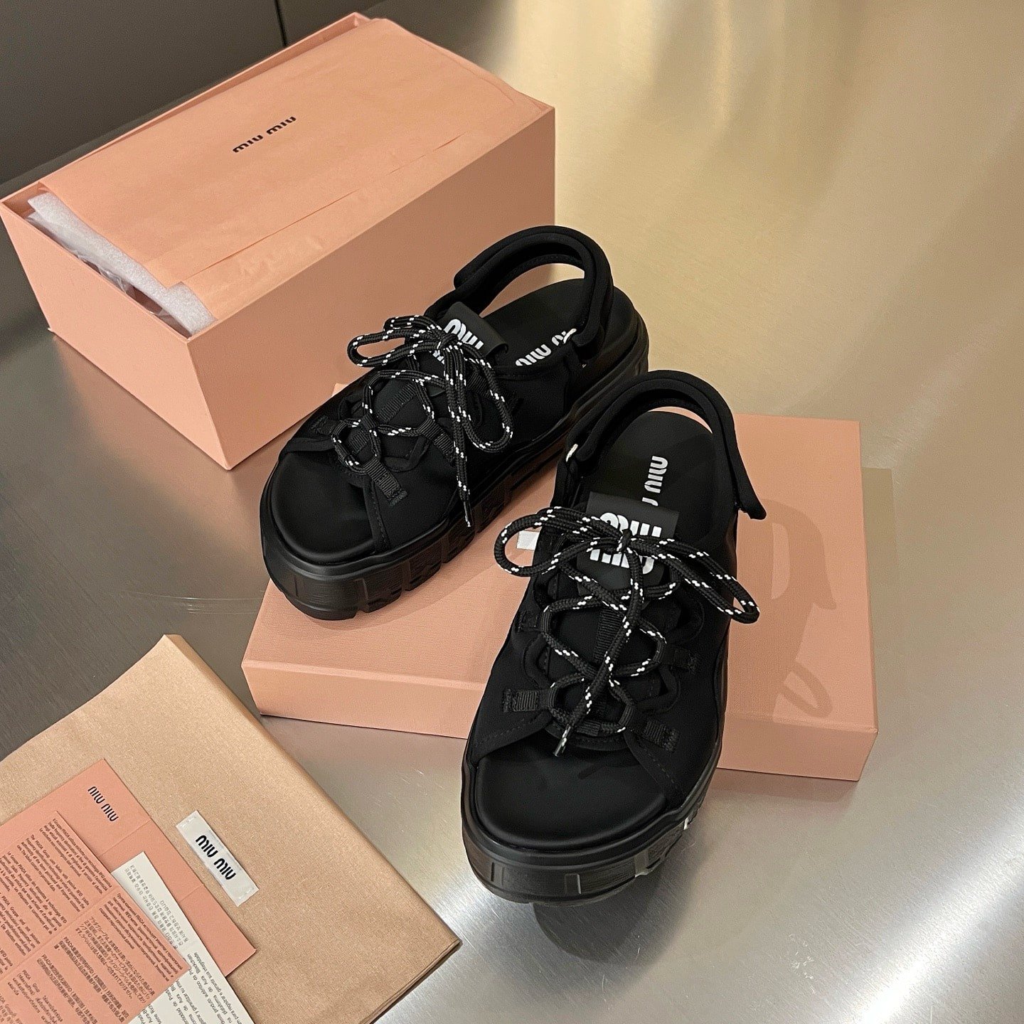 M1um1u Chunky Neoprene Sandals Black 5X418E 30K F0002 F 050
