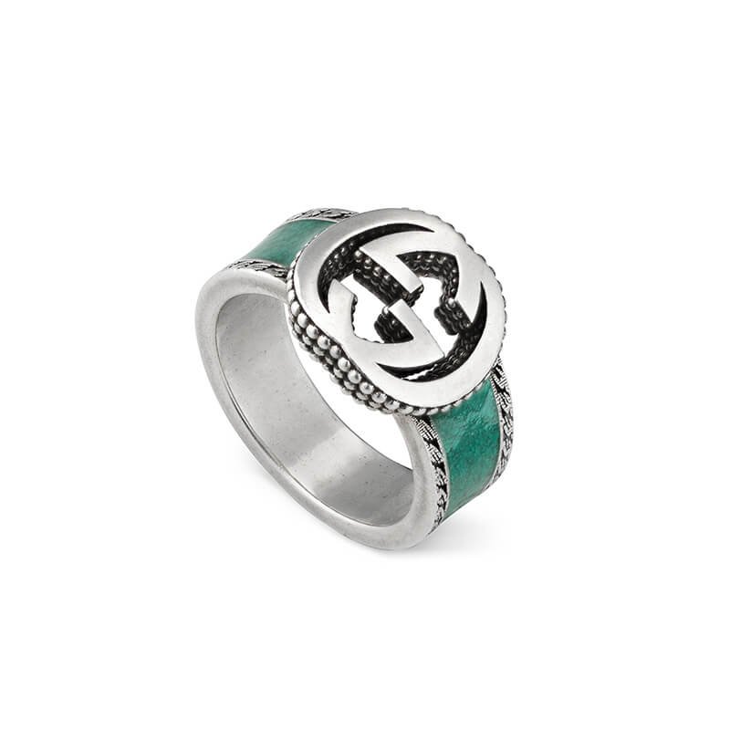 Gvc*1 Gg Interlocking Silver Ring Ybc645572001