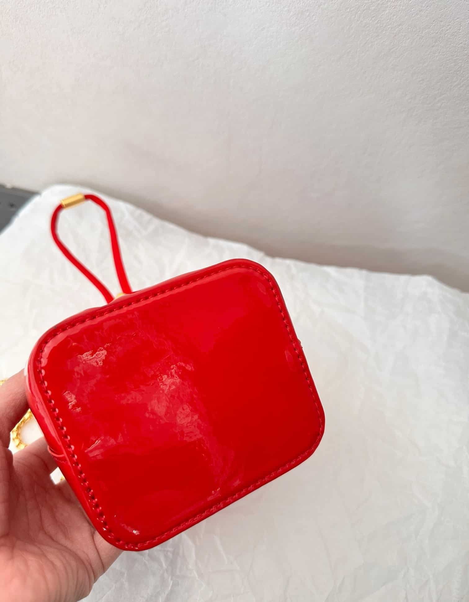 Pra*a Patent Leather Mini Pouch Red 14Cm 1Nr016 069 F0E06