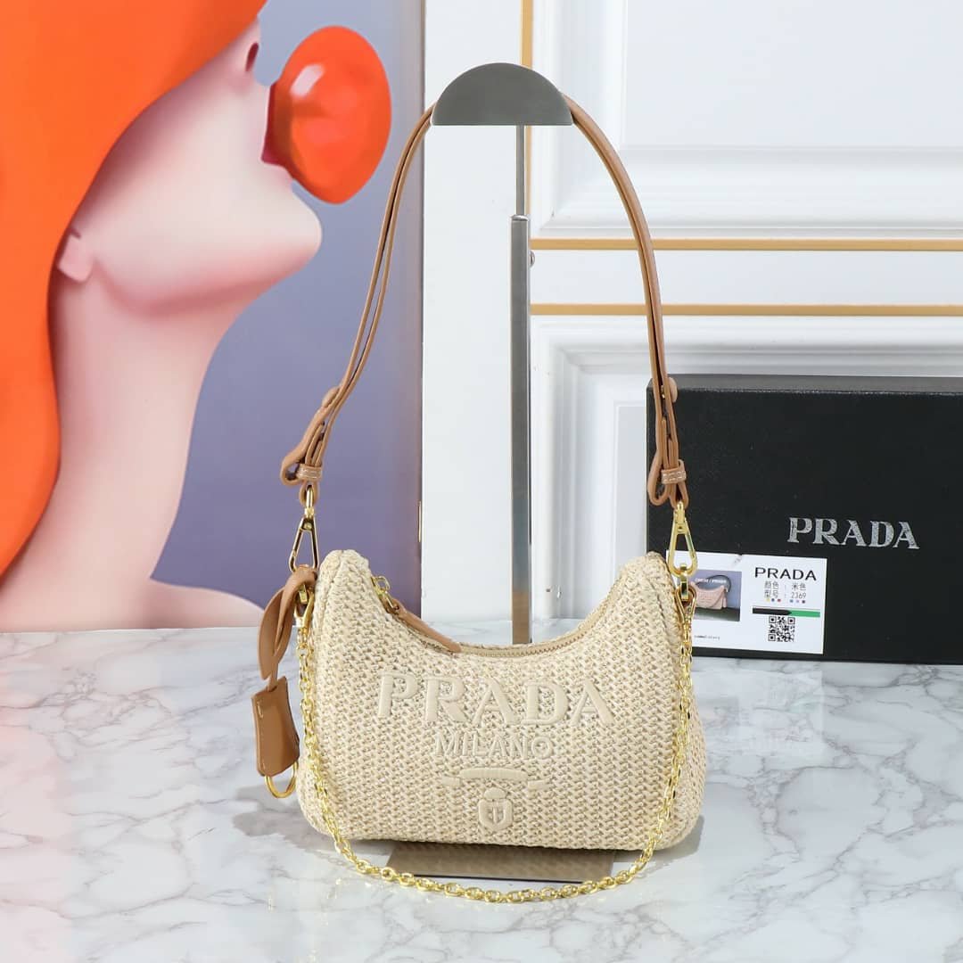 Pra*a Re Edition Crochet Bag Natural 22Cm 1Bc204 2M2T F0018 V Juo