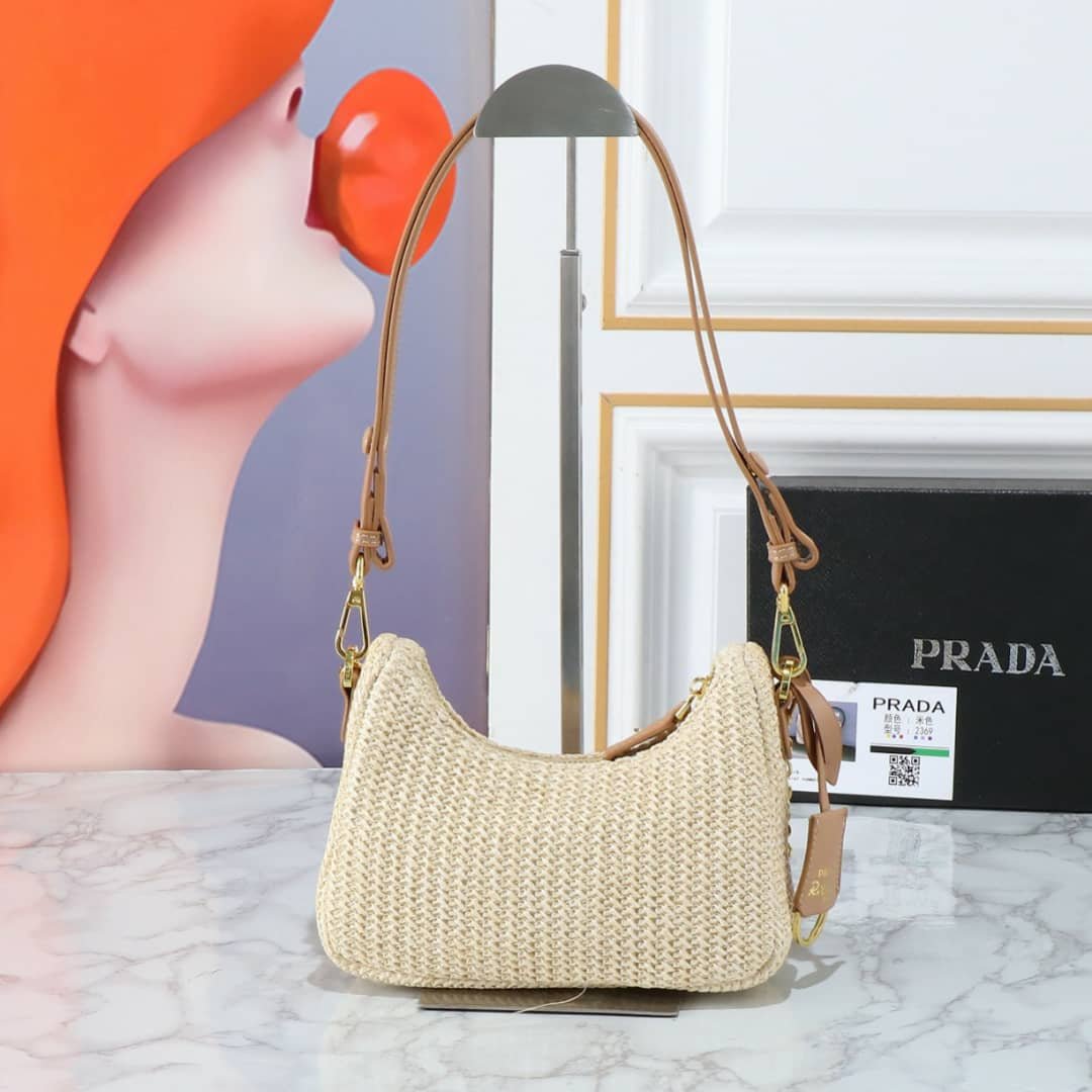 Pra*a Re Edition Crochet Bag Natural 22Cm 1Bc204 2M2T F0018 V Juo
