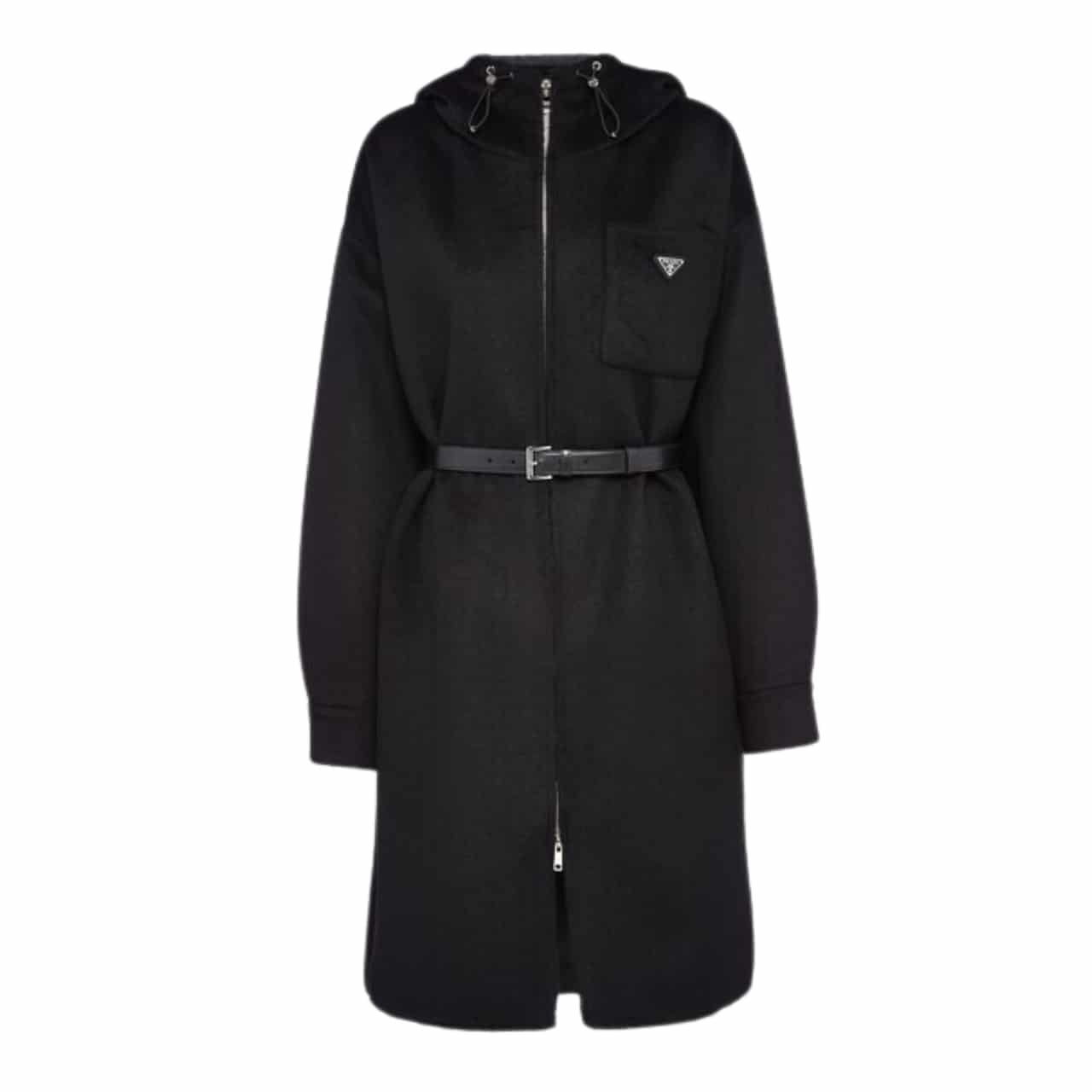 Pra*a Cashgora And Nylon Coat Nylon Black