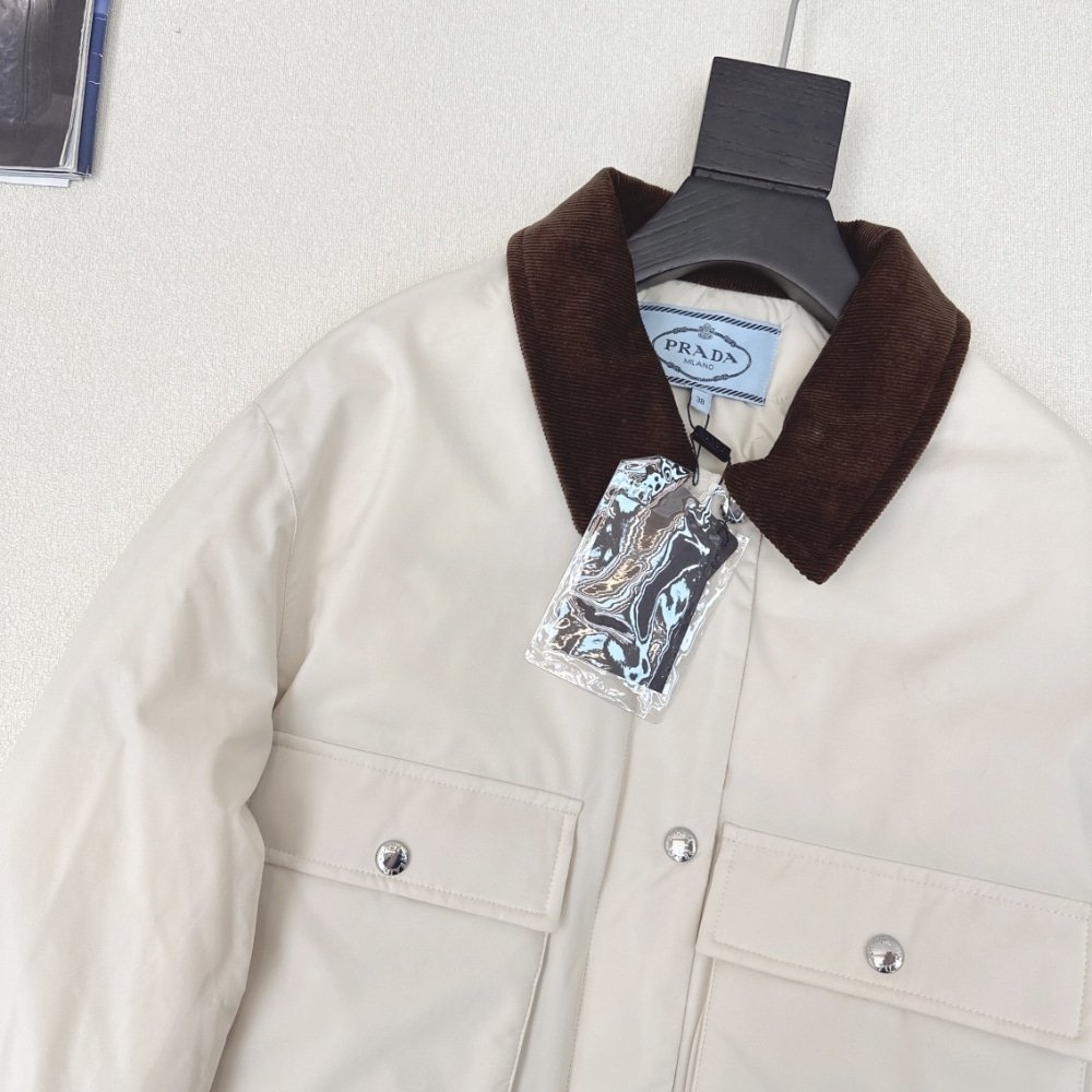 Pra*a Cropped Jacket Technical Canvas White