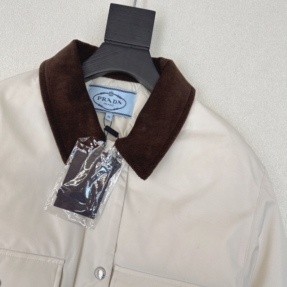 Pra*a Cropped Jacket Technical Canvas White