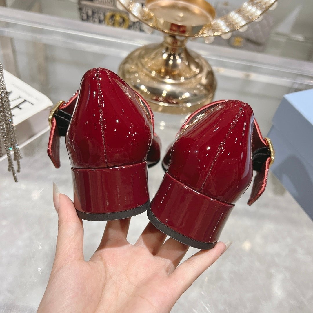 Pra*a Patent Leather Mary Jane Pumps Red