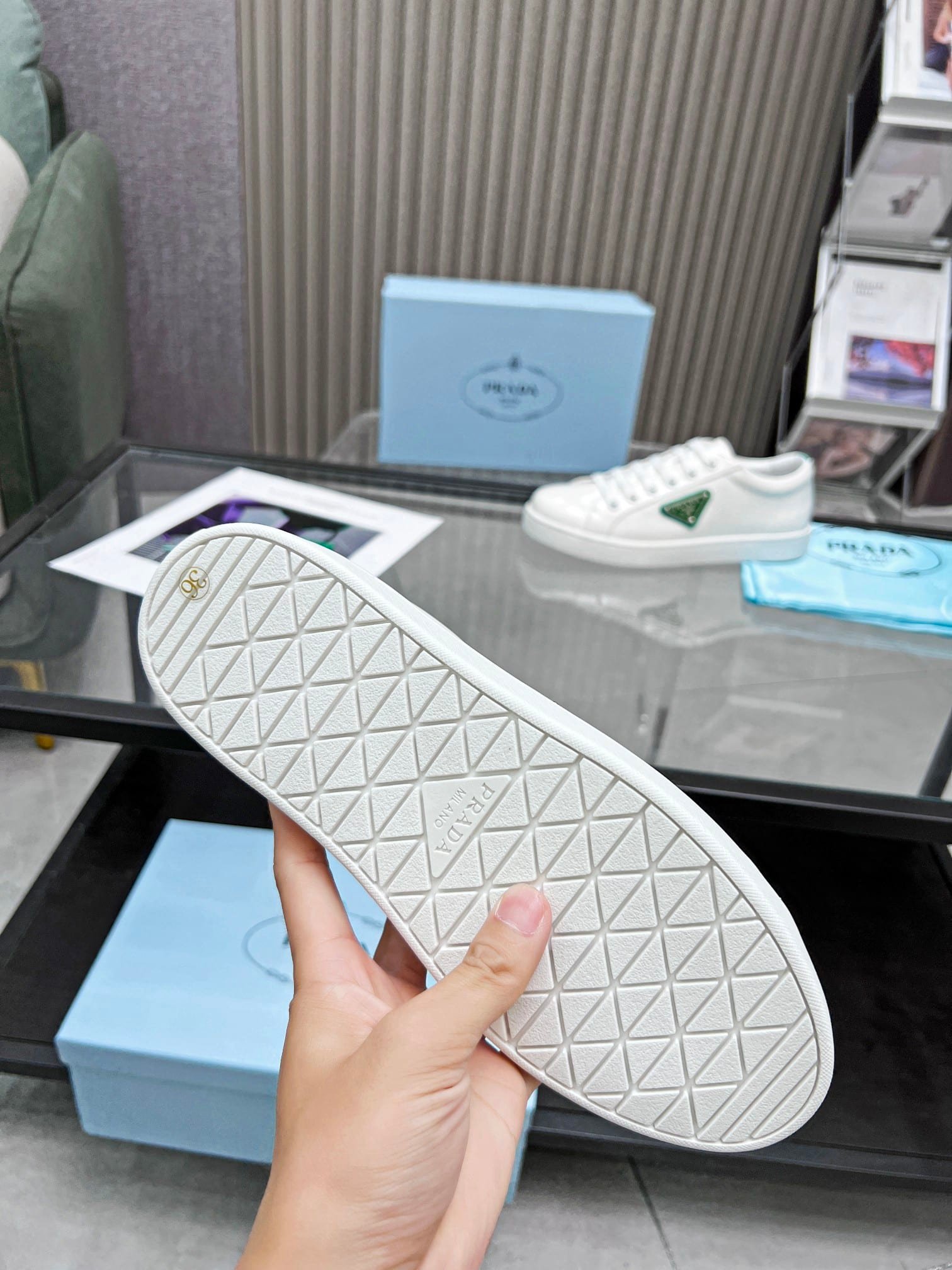 Pra*a Brushed Sneaker Leather White White Mango 2Ee376 3F0E F0Djt