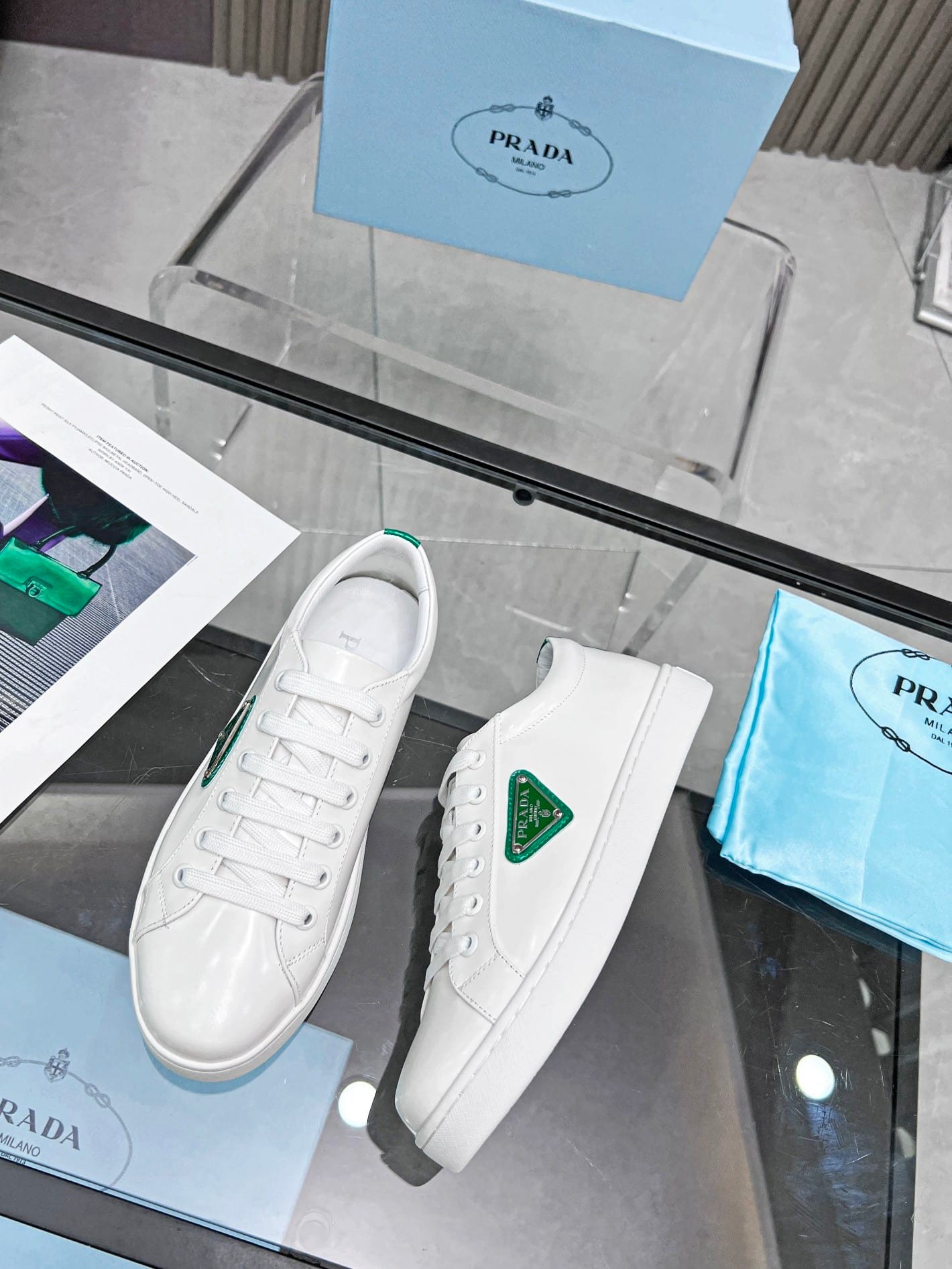 Pra*a Brushed Sneaker Leather White White Mango 2Ee376 3F0E F0Djt