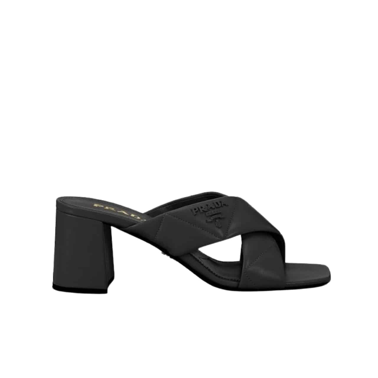 Pra*a Crossover Nappa Leather Sandals In Black
