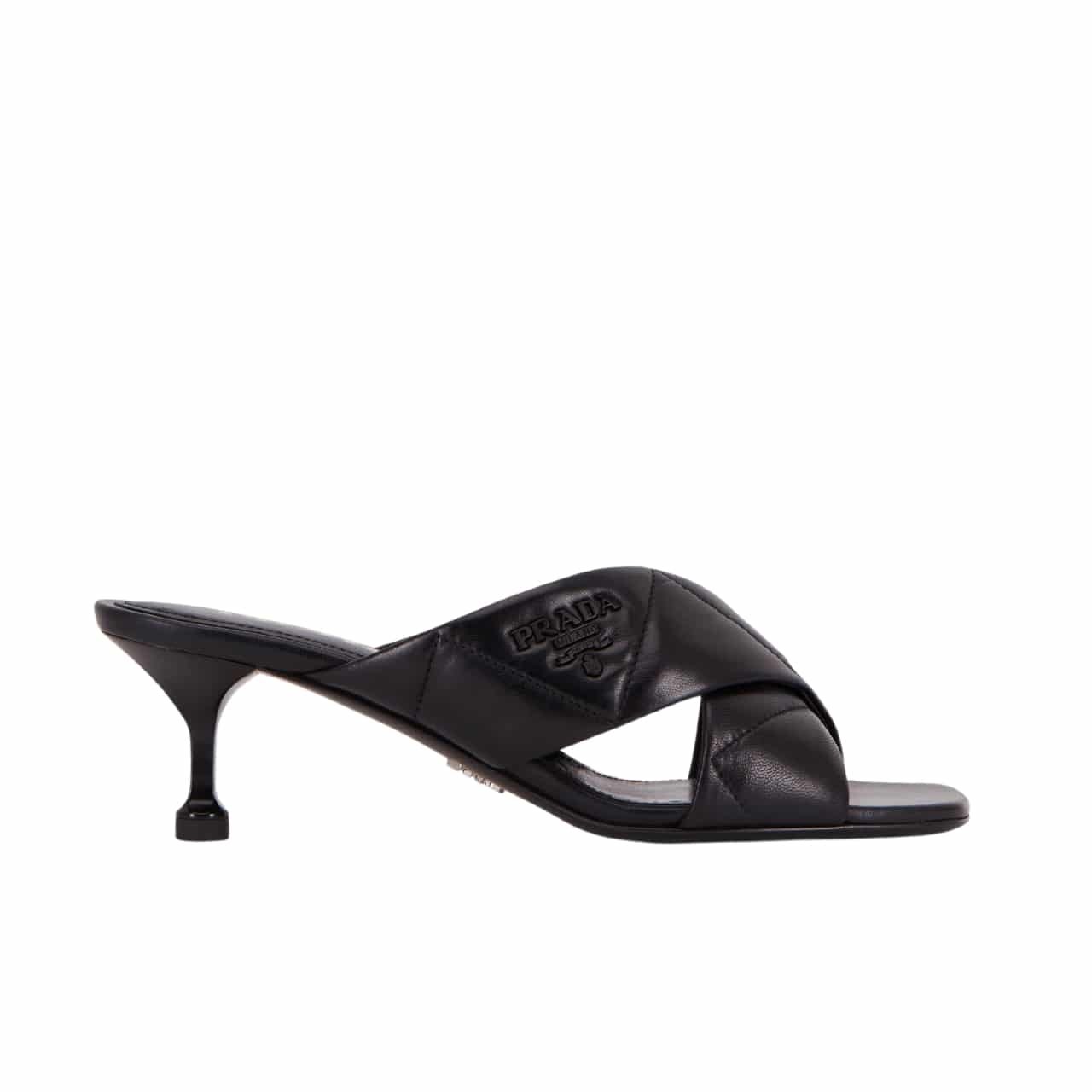 Pra*a Black Quilted Leather Mule