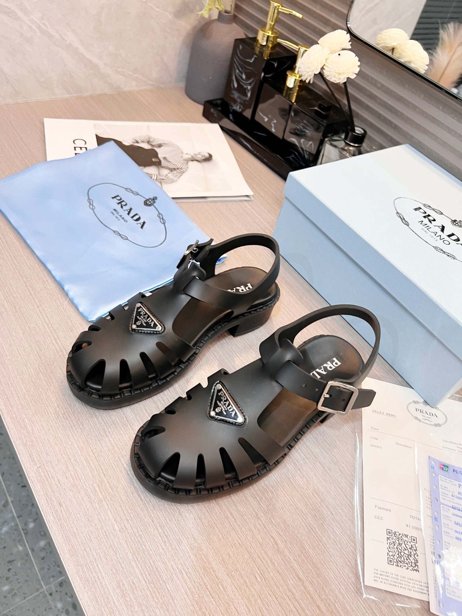 Pra*a Sporty Foam Rubber Sandals Black 1X857M 3Lkk F0002 F 050