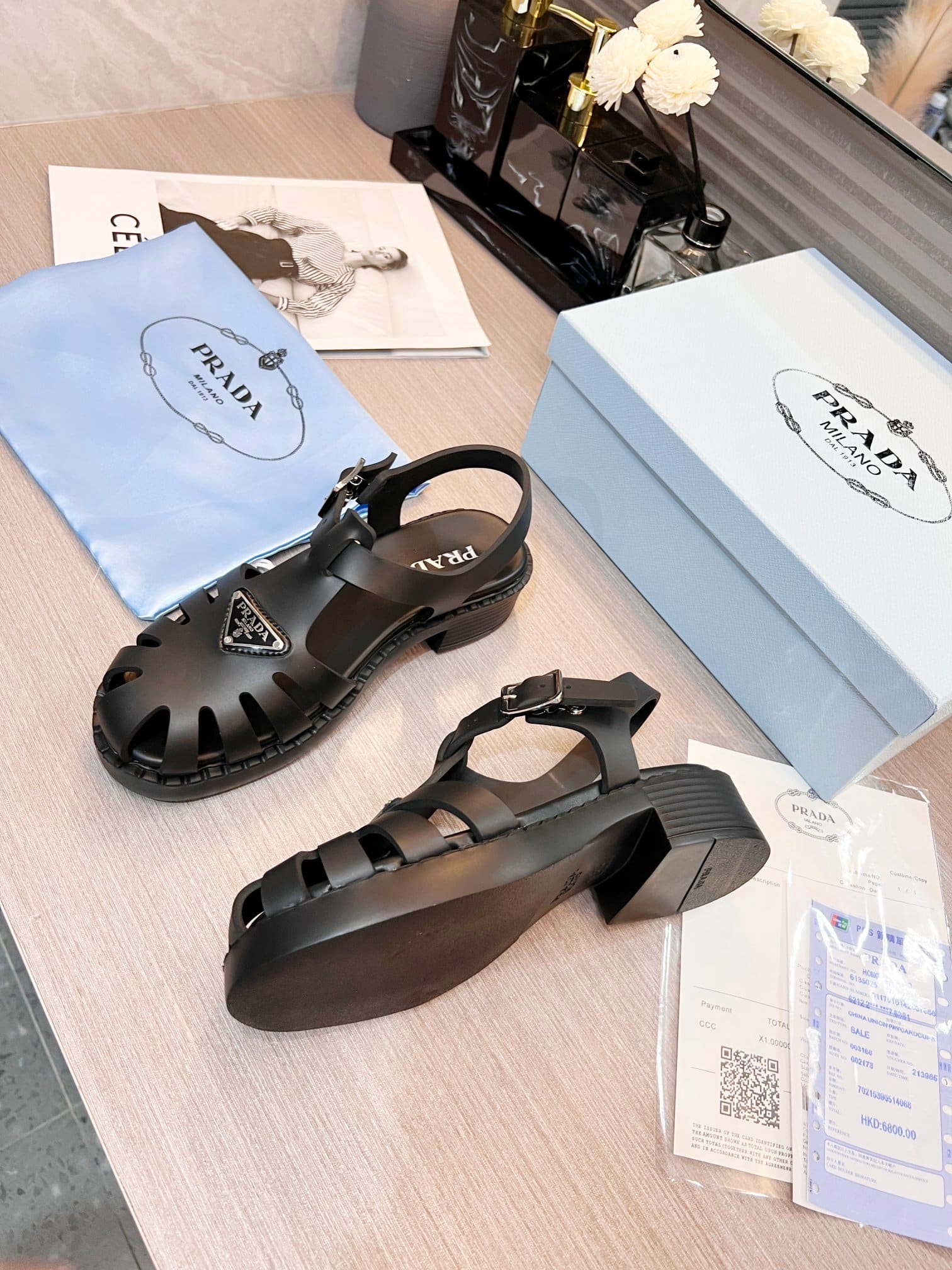 Pra*a Sporty Foam Rubber Sandals Black 1X857M 3Lkk F0002 F 050
