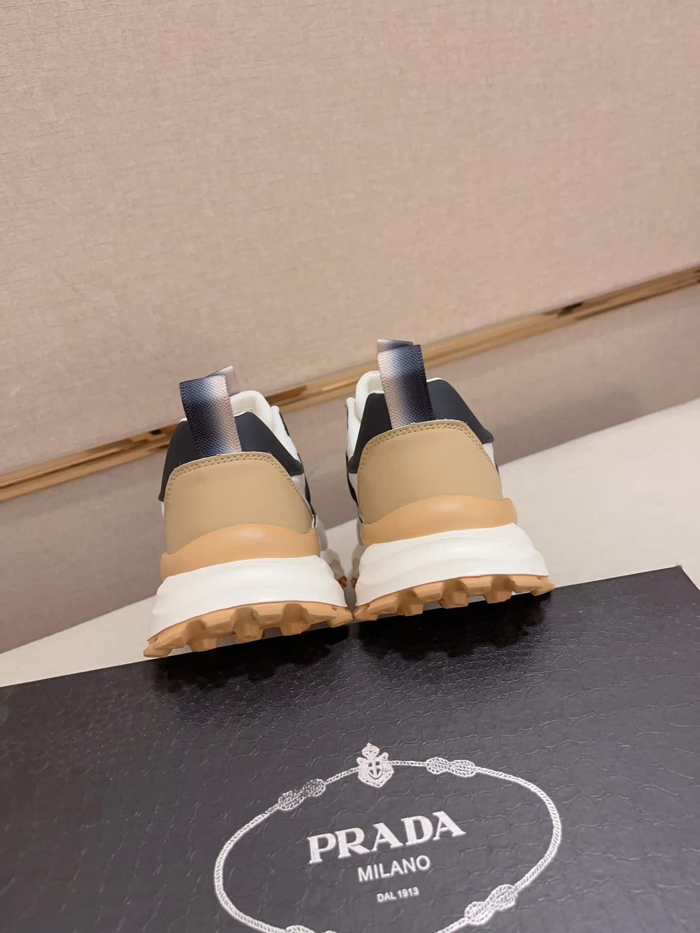 Pra*a Colorblock Sneaker With Logo Beige