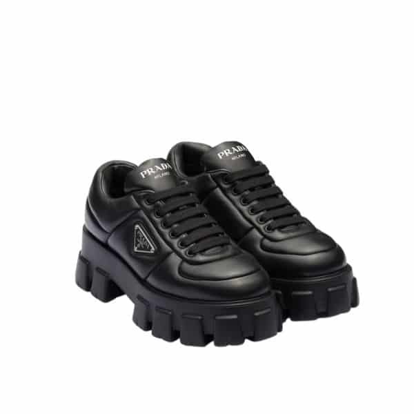 Pra*a Soft Padded Nappa Leather Lace Up Shoes Black 1E119N 2Dl8 F0002 F 055
