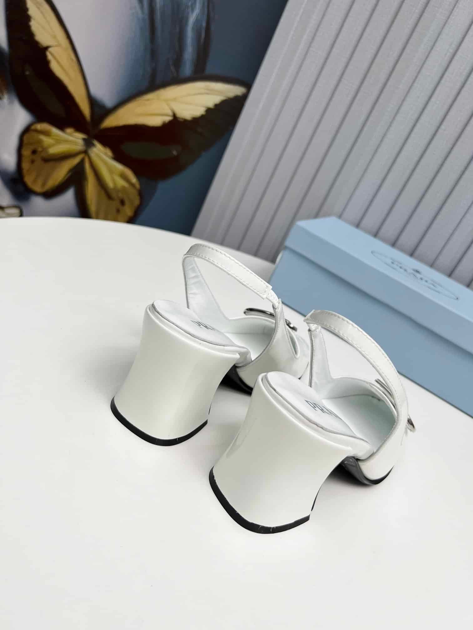 Pra*a Leather Slingback Pumps White