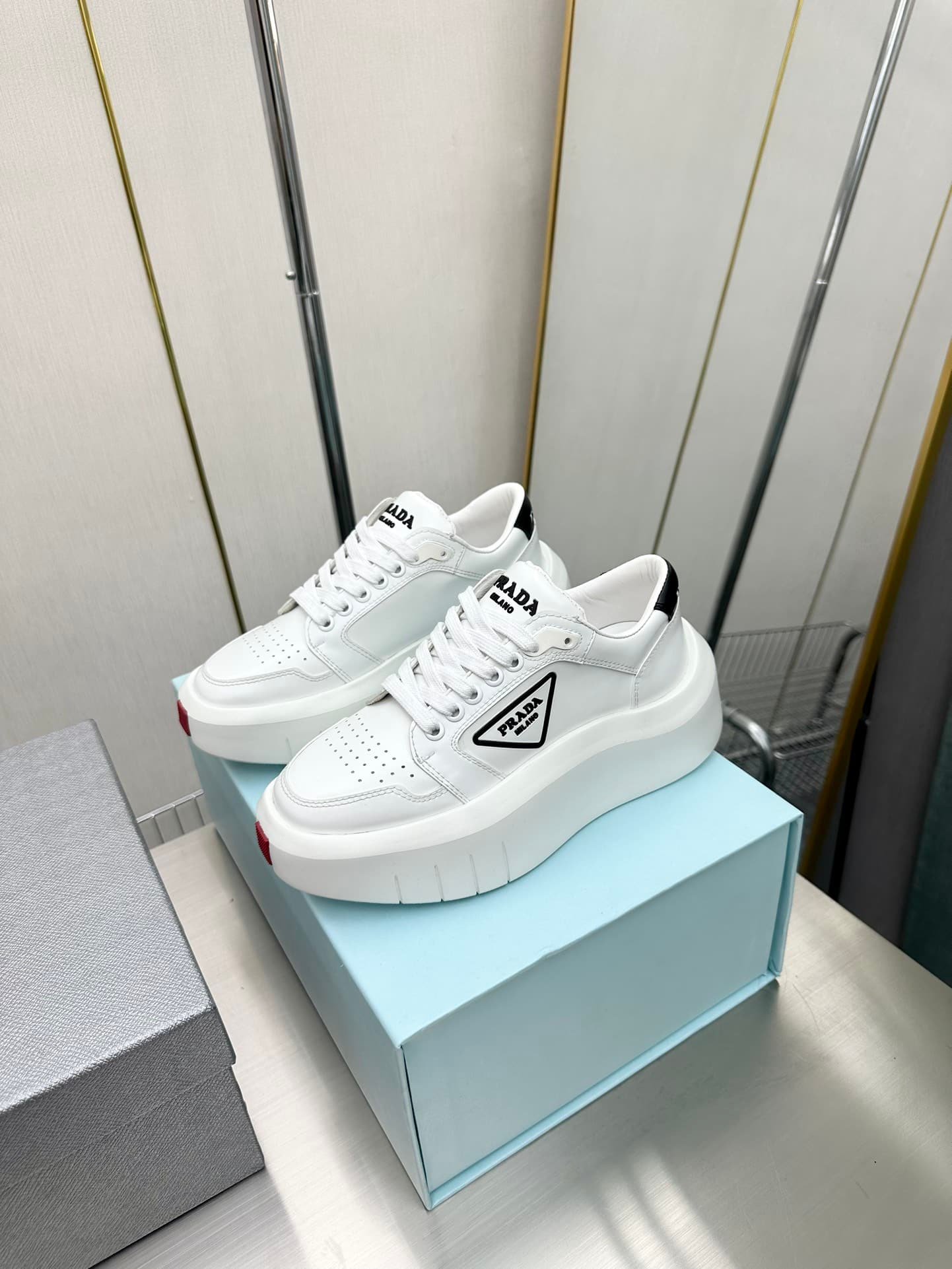 Pra*a Leather Platform Sneaker White