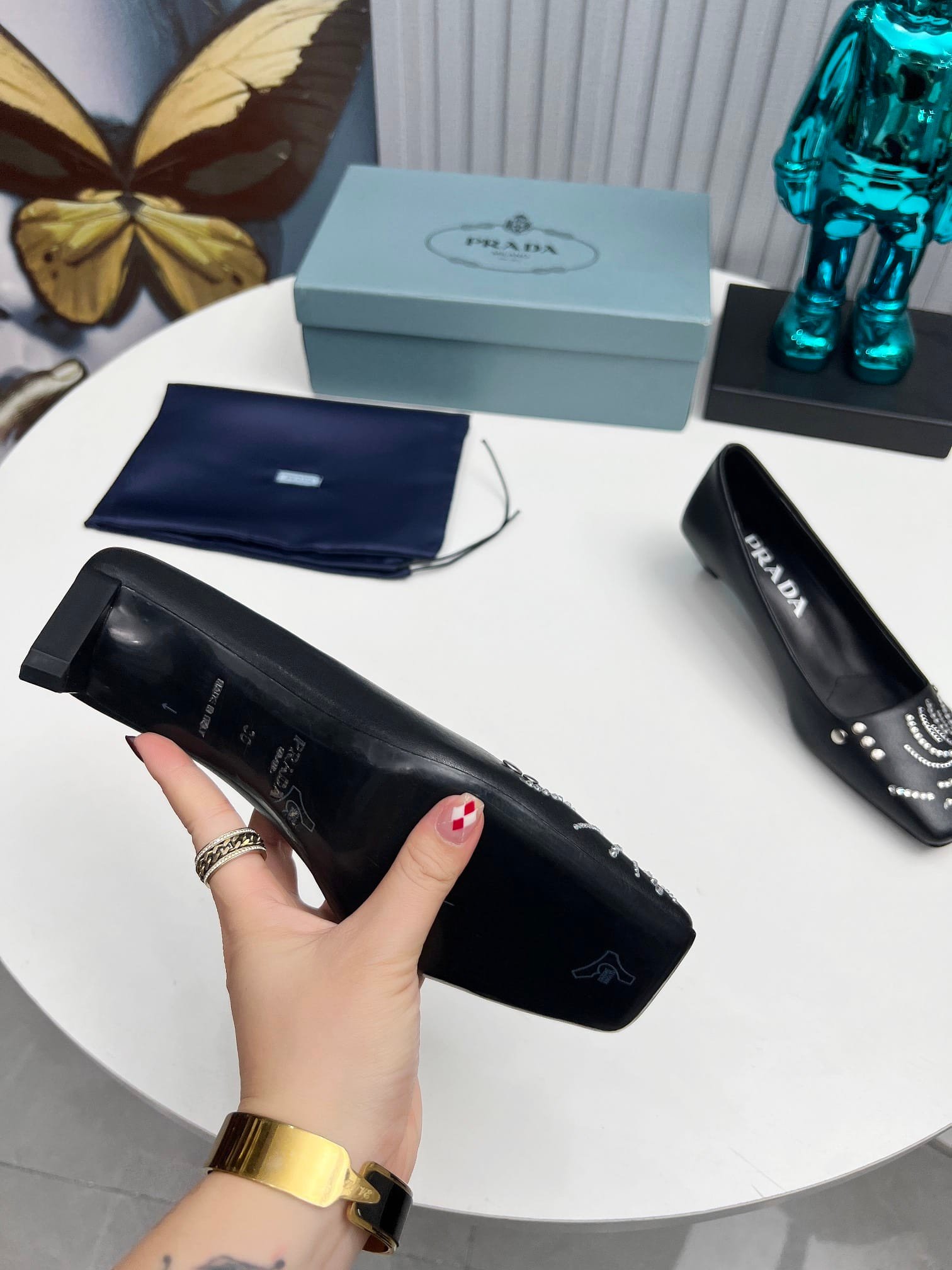 Pra*a Crystal Pumps Black