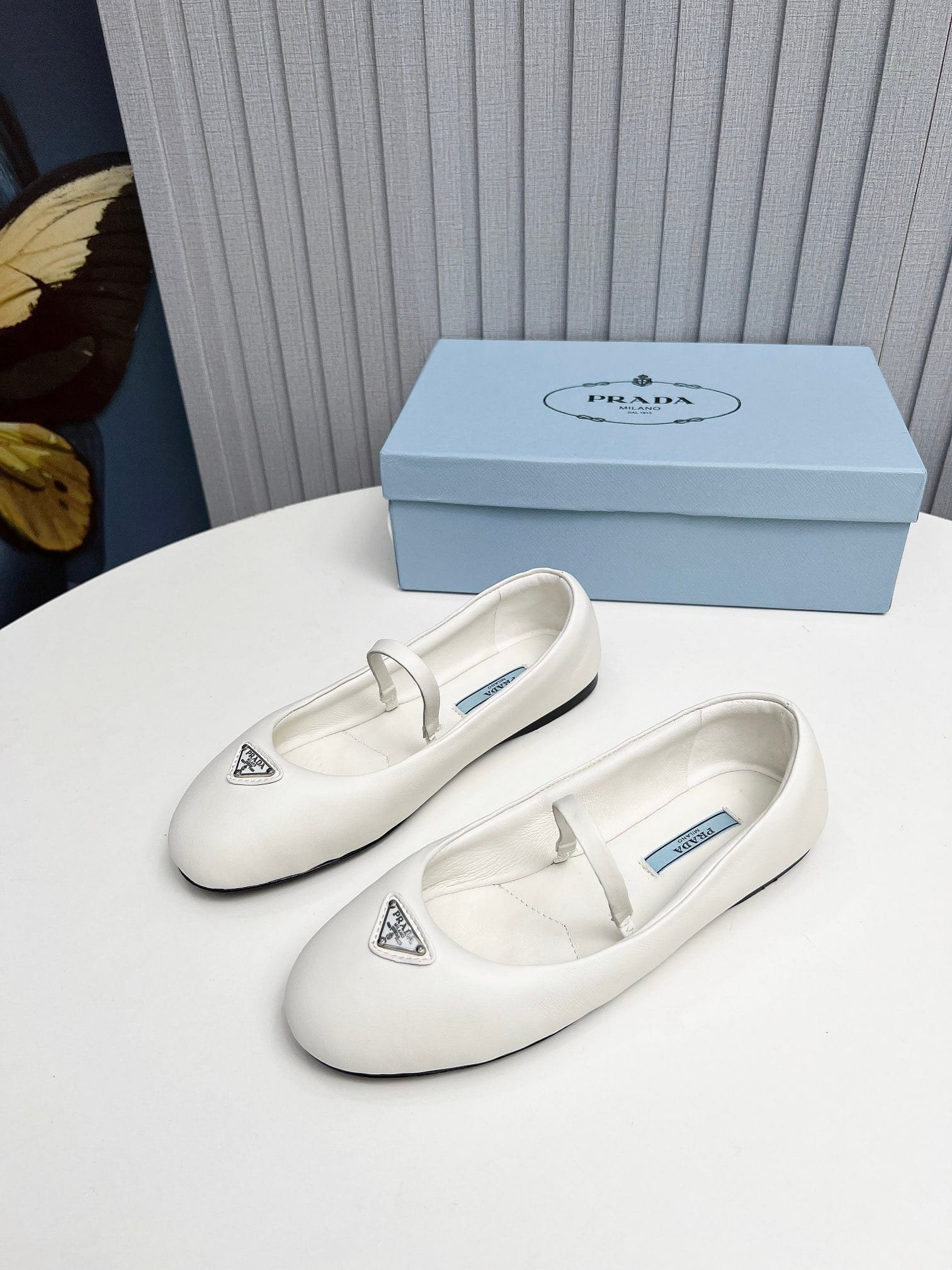 Pra*a Soft Padded Nappa Leather Ballerinas White
