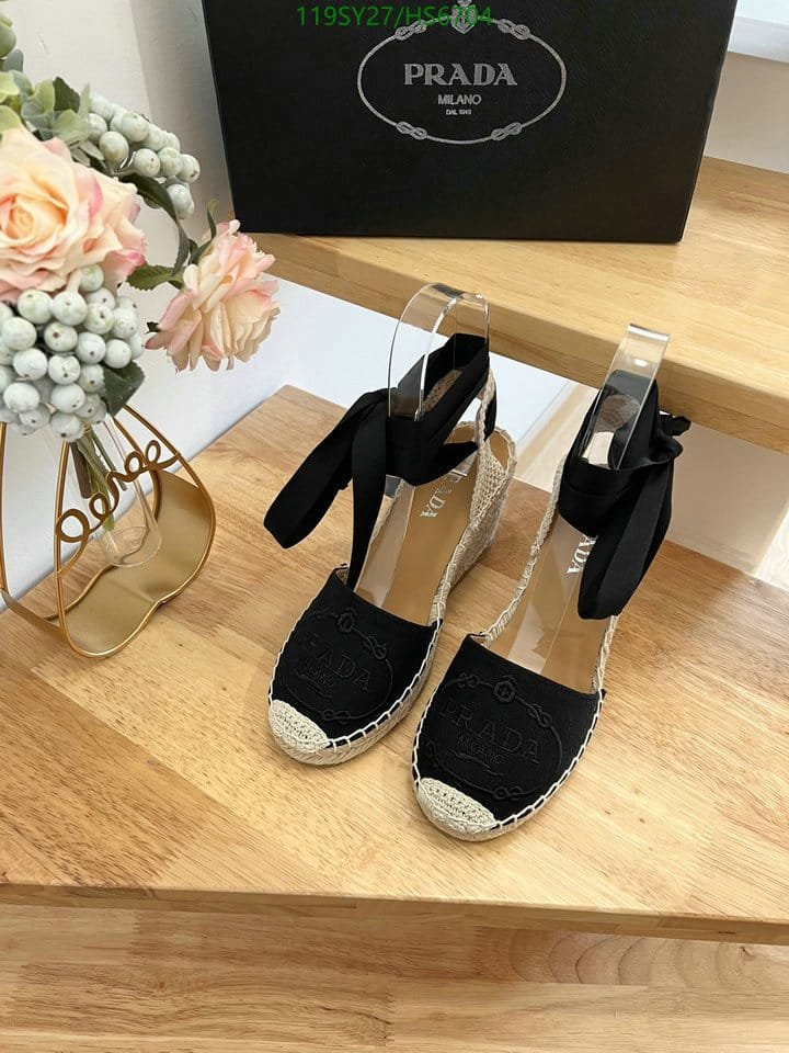 Pra*a Linen Espadrille Wedge Sandals Black