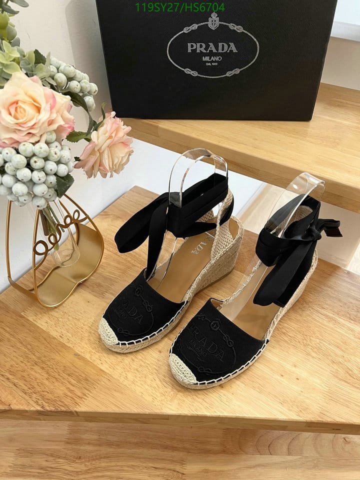 Pra*a Linen Espadrille Wedge Sandals Black