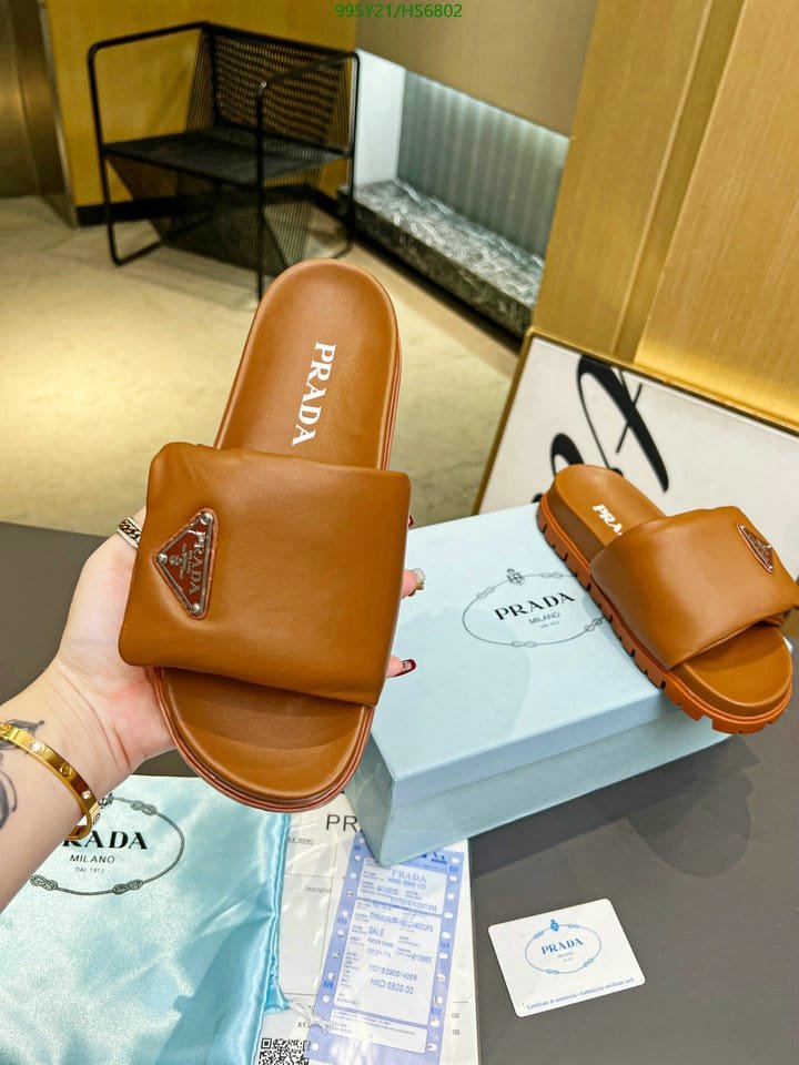 Pra*a Soft Padded Nappa Leather Slides Brown