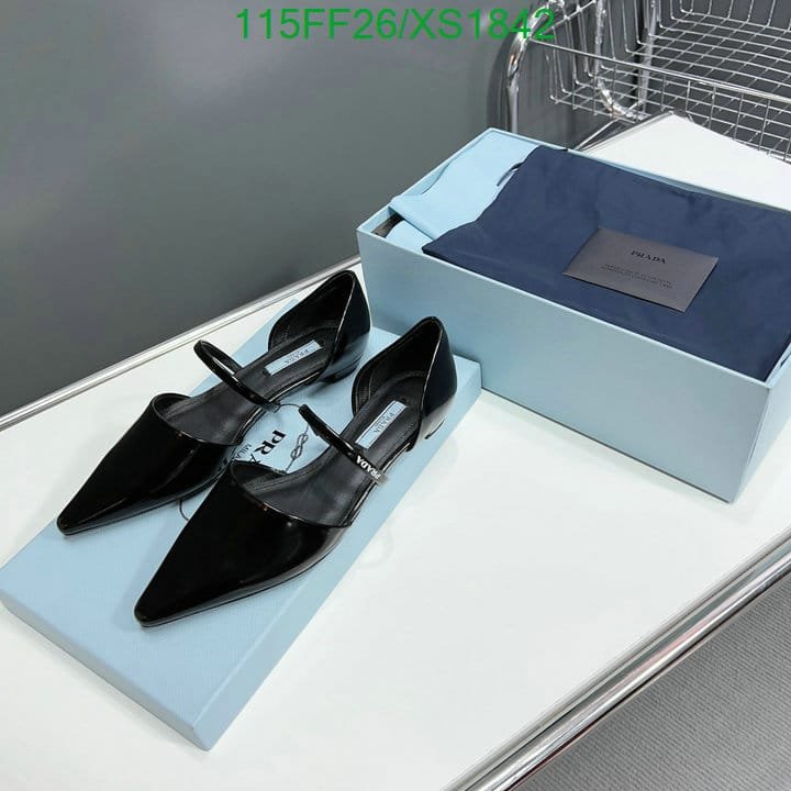 Pra*a Leather Ballet Flats Black