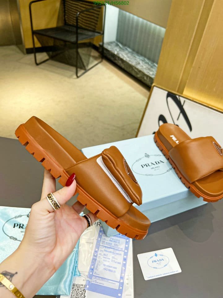 Pra*a Soft Padded Nappa Leather Slides Brown