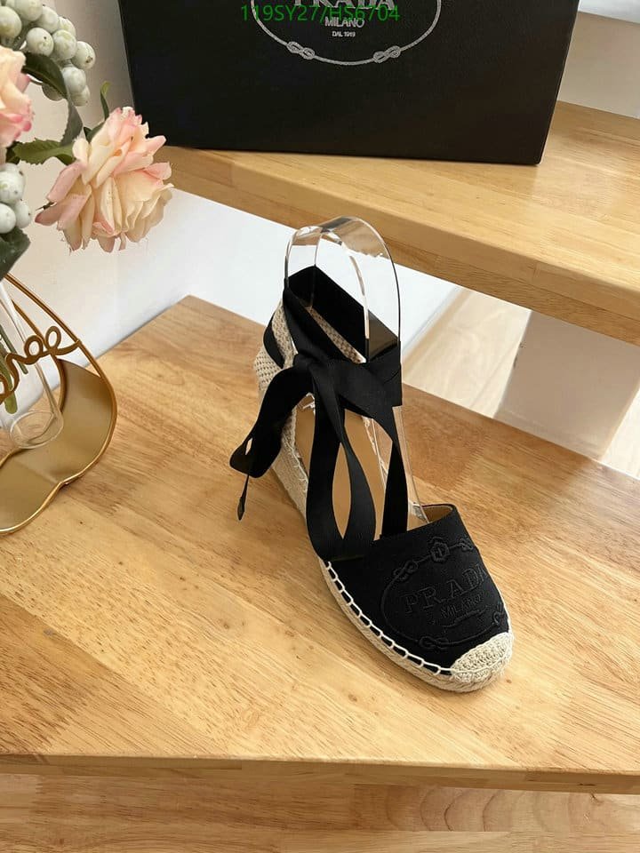 Pra*a Linen Espadrille Wedge Sandals Black