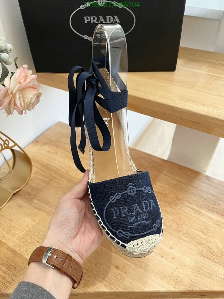 Pra*a Linen Espadrille Wedge Sandals Blue
