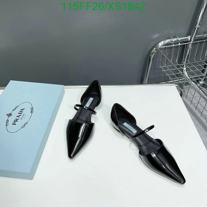 Pra*a Leather Ballet Flats Black