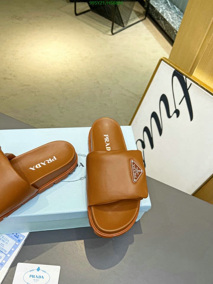 Pra*a Soft Padded Nappa Leather Slides Brown