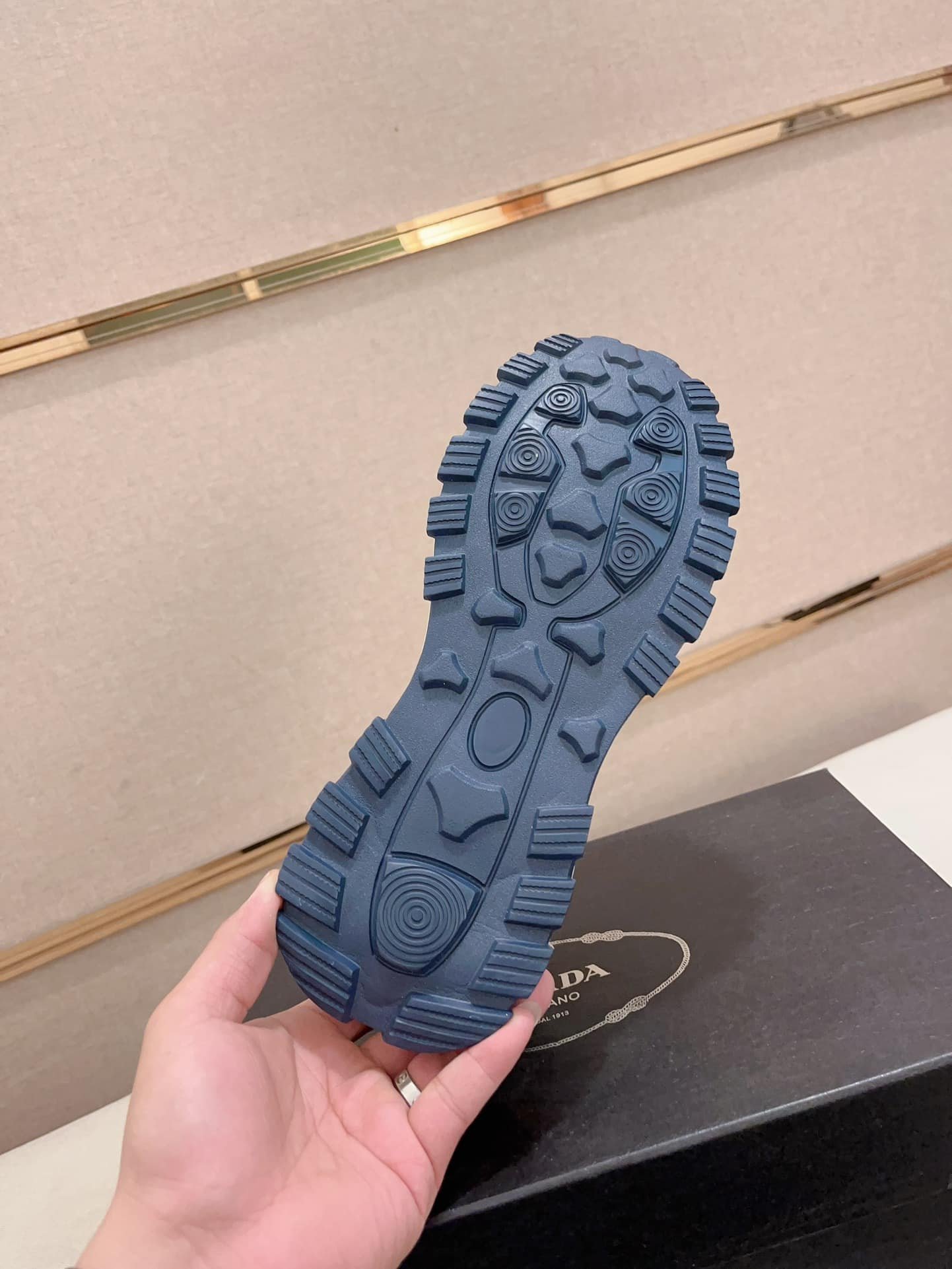 Pra*a Sport Sneaker Curved Line Blue And Beige