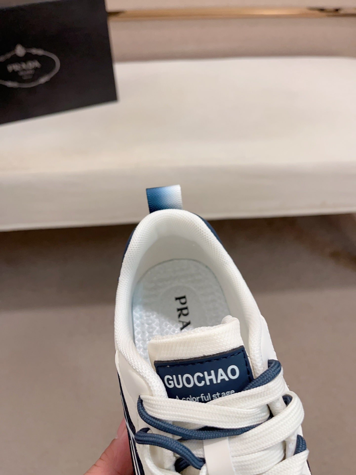Pra*a Sport Sneaker Curved Line Blue And Beige