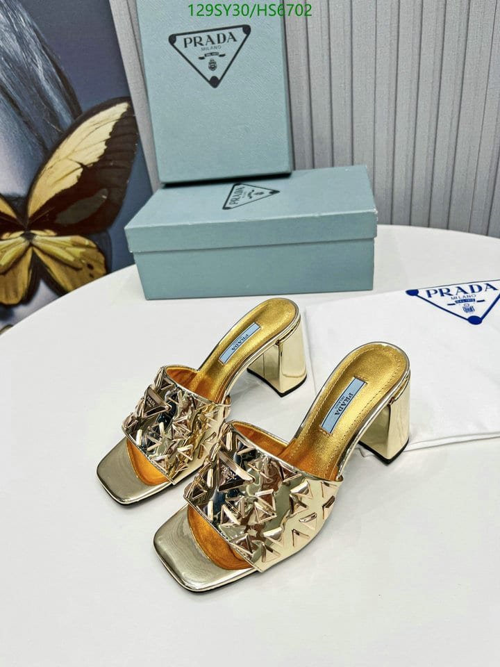 Pra*a Studded Metallic Leather Mules Gold 1Xx6473Ll5F0522F065