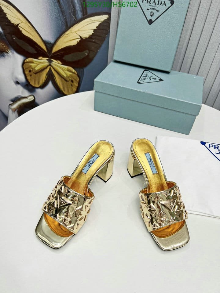 Pra*a Studded Metallic Leather Mules Gold 1Xx6473Ll5F0522F065